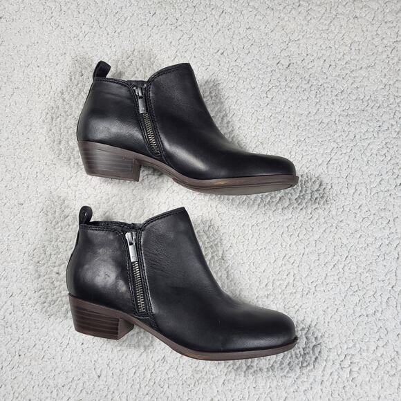 Lucky Brand Basel ankle booties black glove nappa leather size 6.5 - Picture 2 of 6